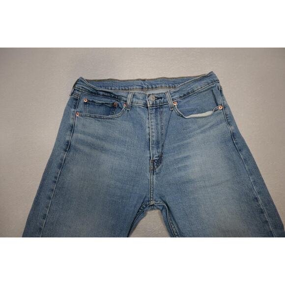 Levi's 505 Regular Fit Straight Stretch Denim Blue Jeans Mens Size 34 x 32 - Picture 6 of 8
